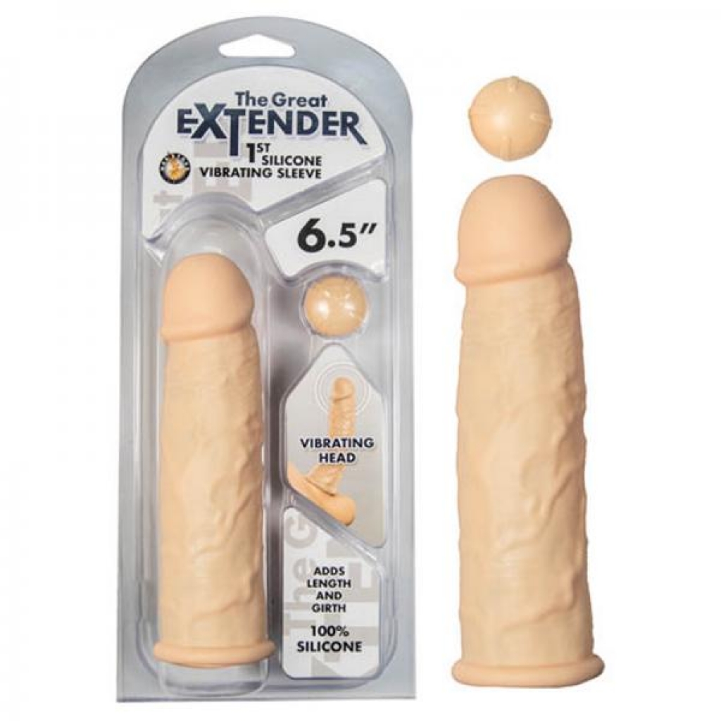 The Great Extender: 1st Silicone Vibrating Sleeve - Flesh