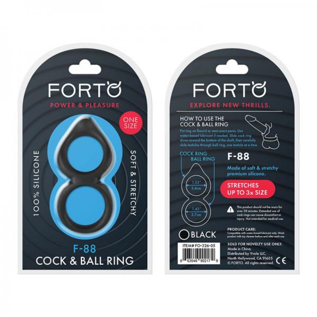 Forto F-88 Double Ring in 100% Liquid Silicone - Black