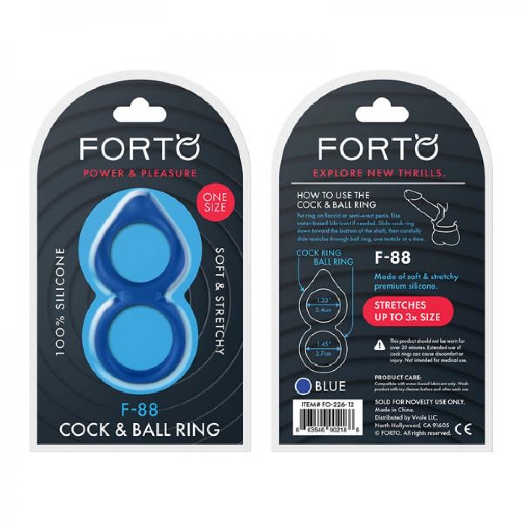 Forto F-88: Double Ring 100% Liquid Silicone Blue - Forto