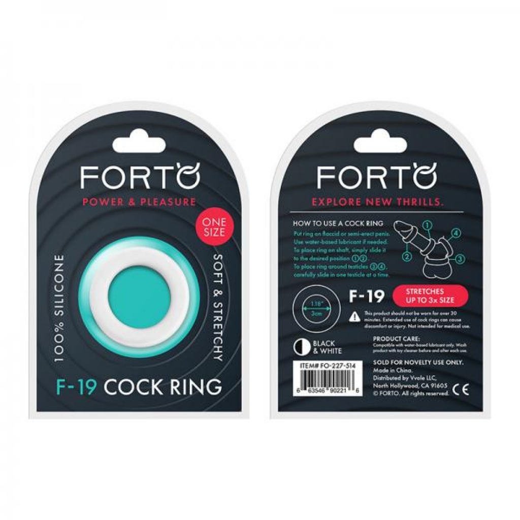 Forto F-19: 100% Liquid Silicone 2-tone C-ring Black/white - Forto