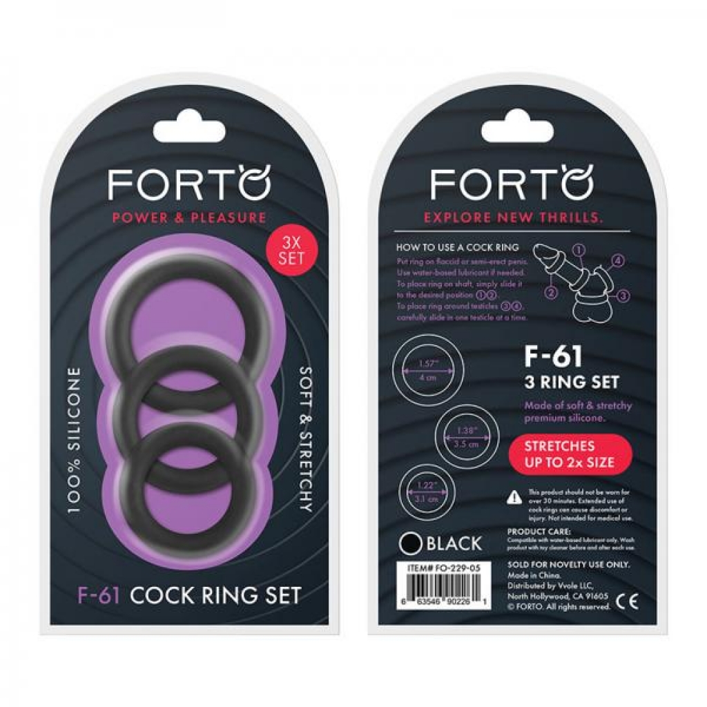 Forto F-61: 3 Piece C-ring Set in Black