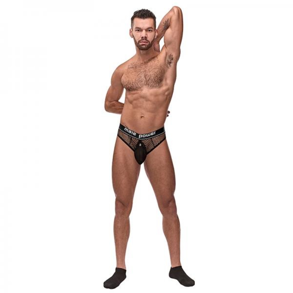 MP Cock Pit Net Cock Ring Thong - Black - Lx