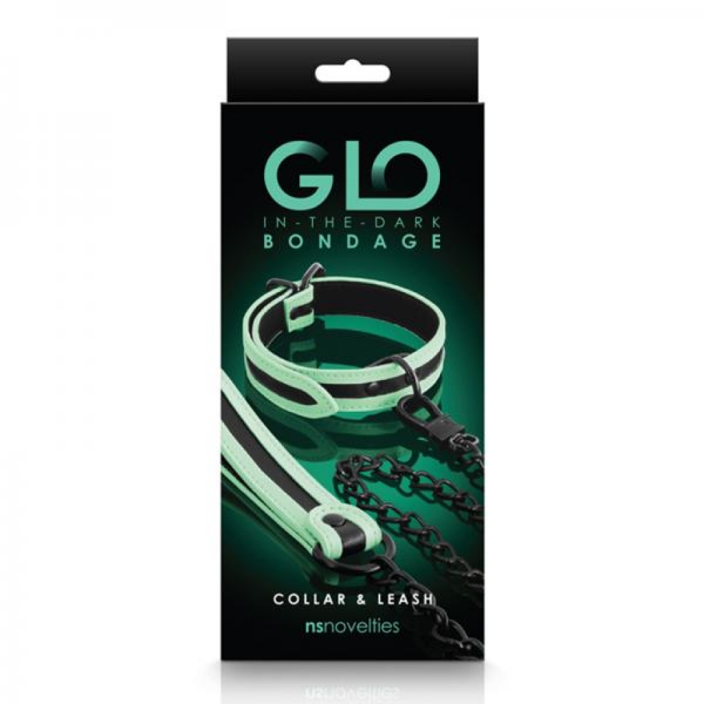 Glo Bondage Collar And Leash - Green