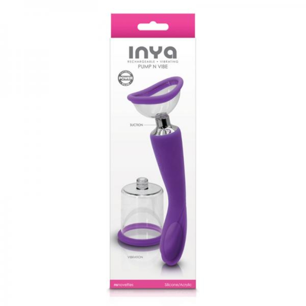 Inya Pump And Vibe With Interchangeable Suction Cups - Purple