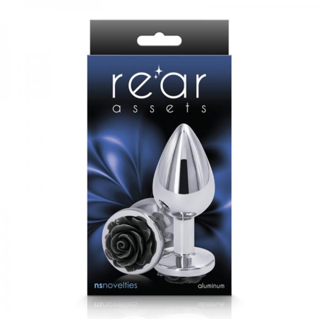 Rear Assets Rose Anal Plug - Medium - Black - Ns Novelties