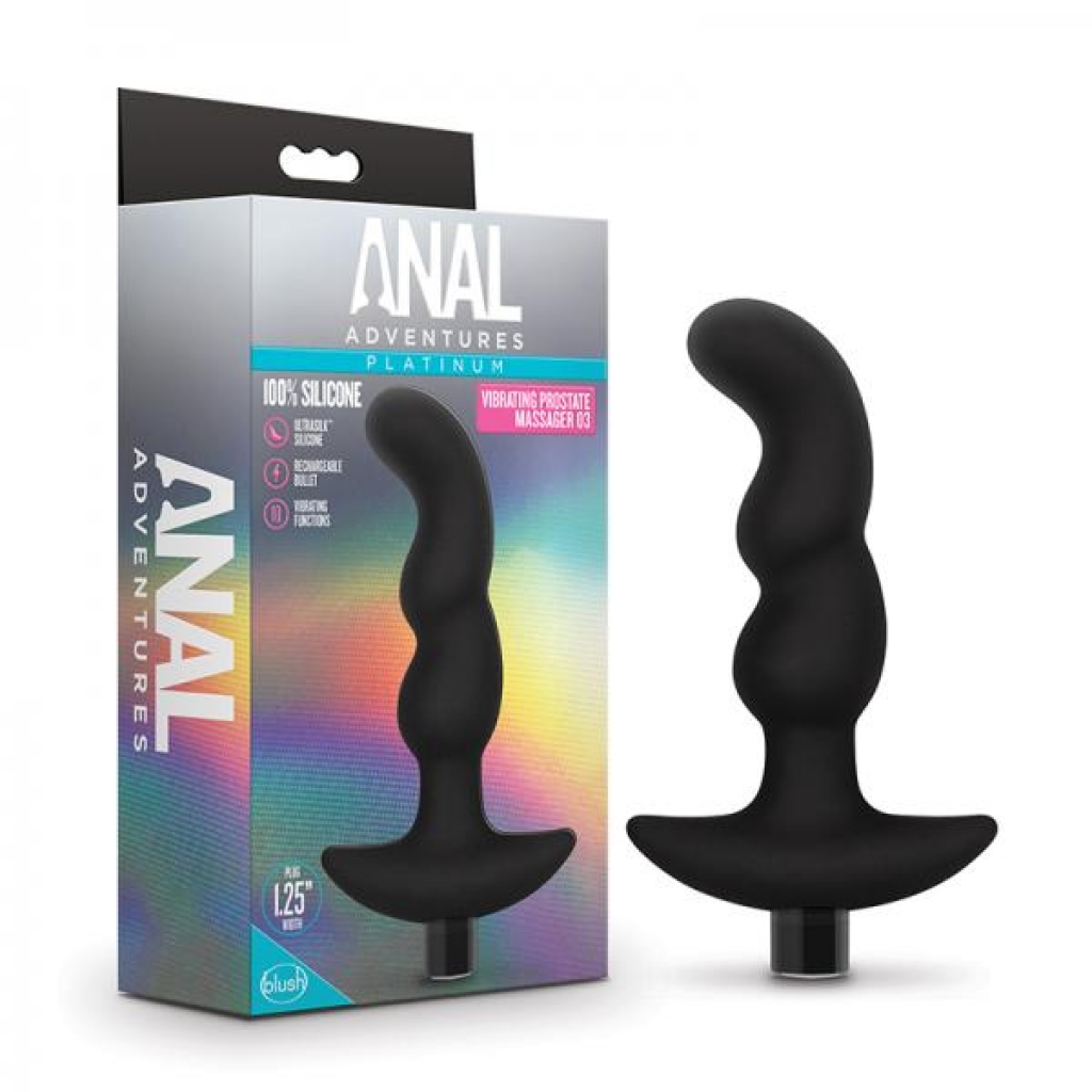 Anal Adventures Platinum Silicone Vibrating Prostate Massager - Black