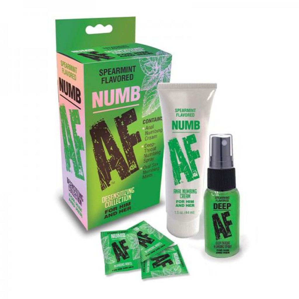 Numb Af Kit Gel, Spray, And Mints - Little Genie