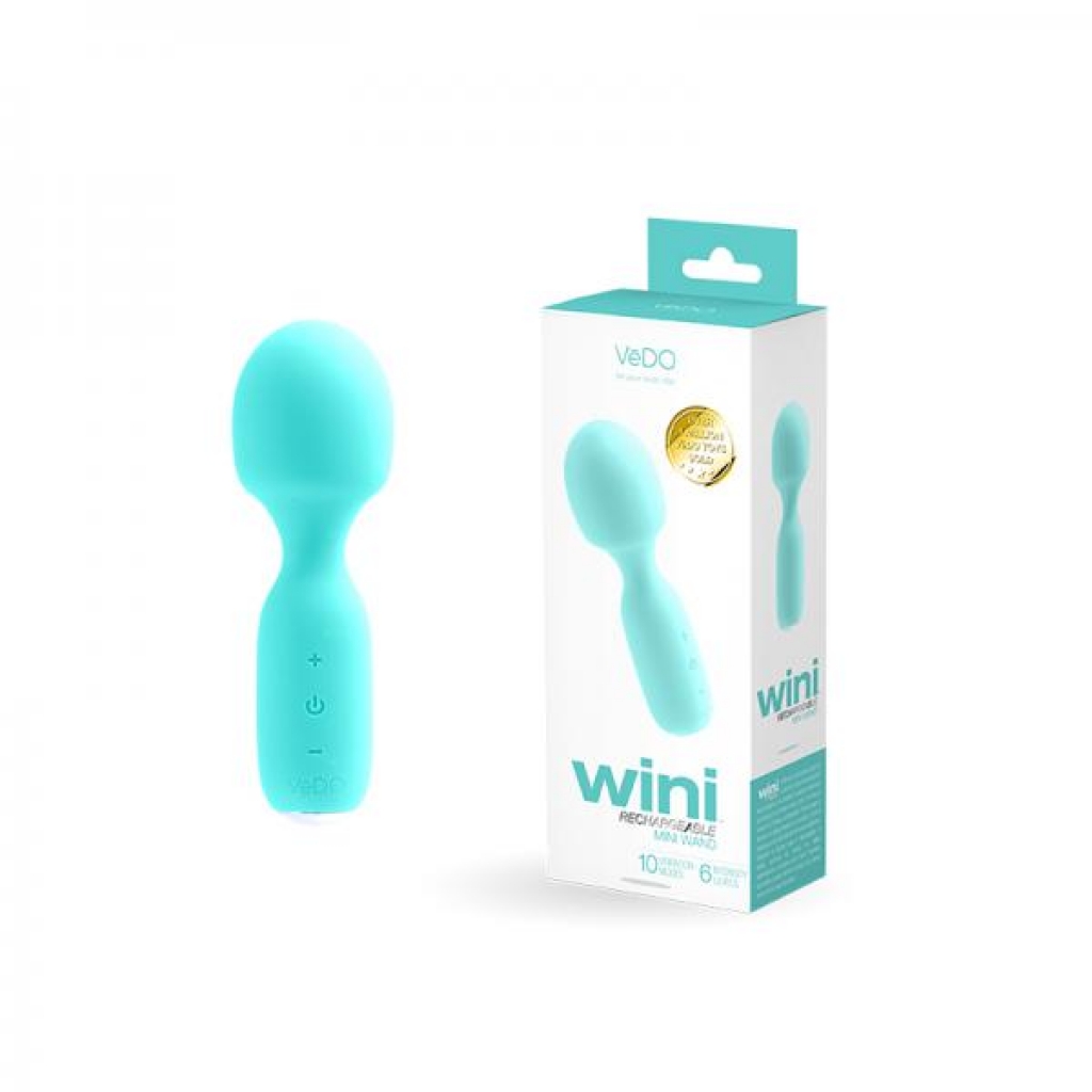 Vedo Wini Rechargeable Mini Wand Tease Me Turquoise - Vedo