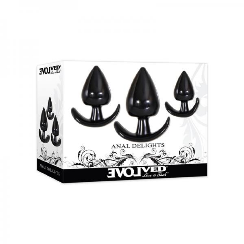 Evolved Anal Delights Butt Plug Set Of 3 - Black - Evolved