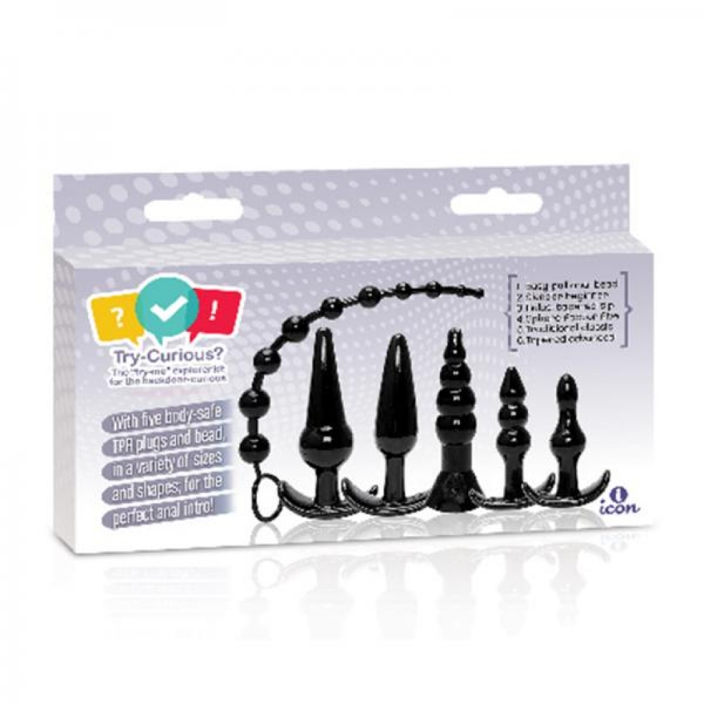 Try-curious Anal Plug Kit Black - Icon Brands