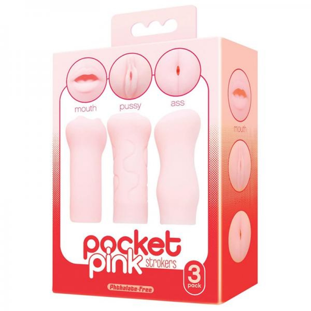 The 9's Pocket Pink Mini Masturbator Trio - Icon Brands