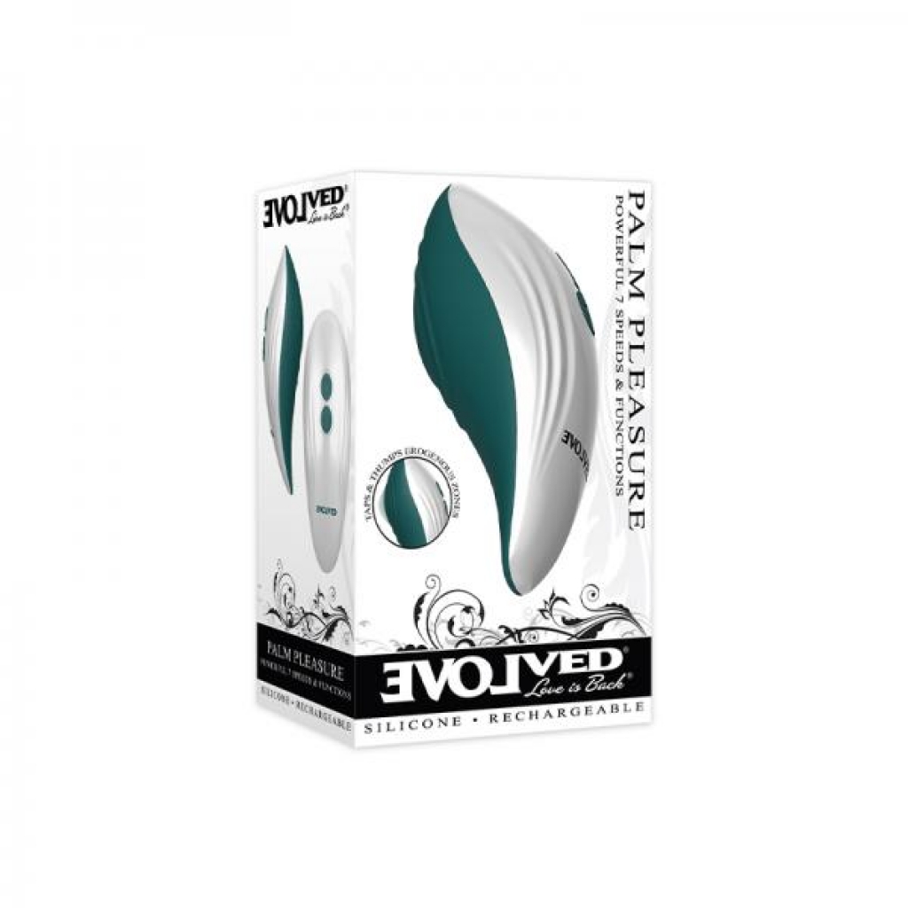 Evolved Palm Pleasure - Teal/White Handheld Vibrator