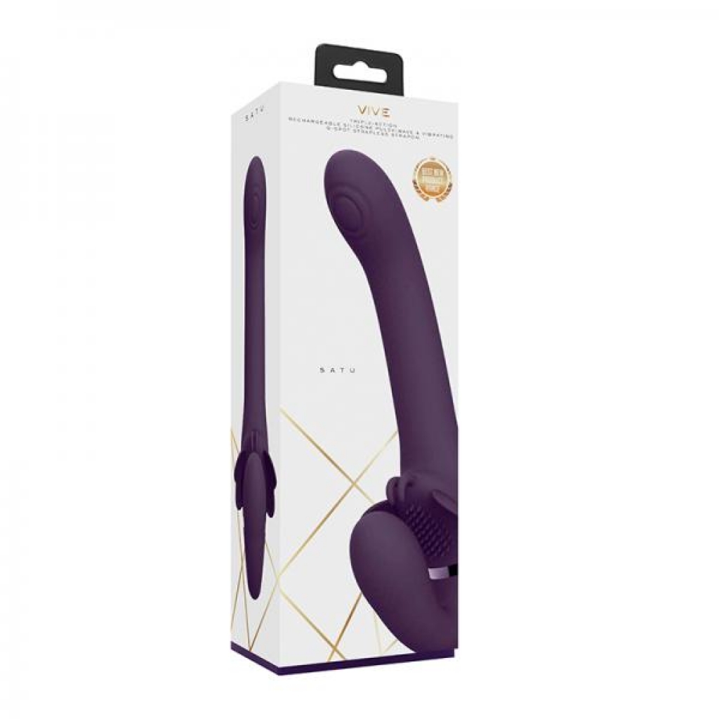 Vive - Satu Rechargeable Pulse-Wave Strapless Strap-On - Purple