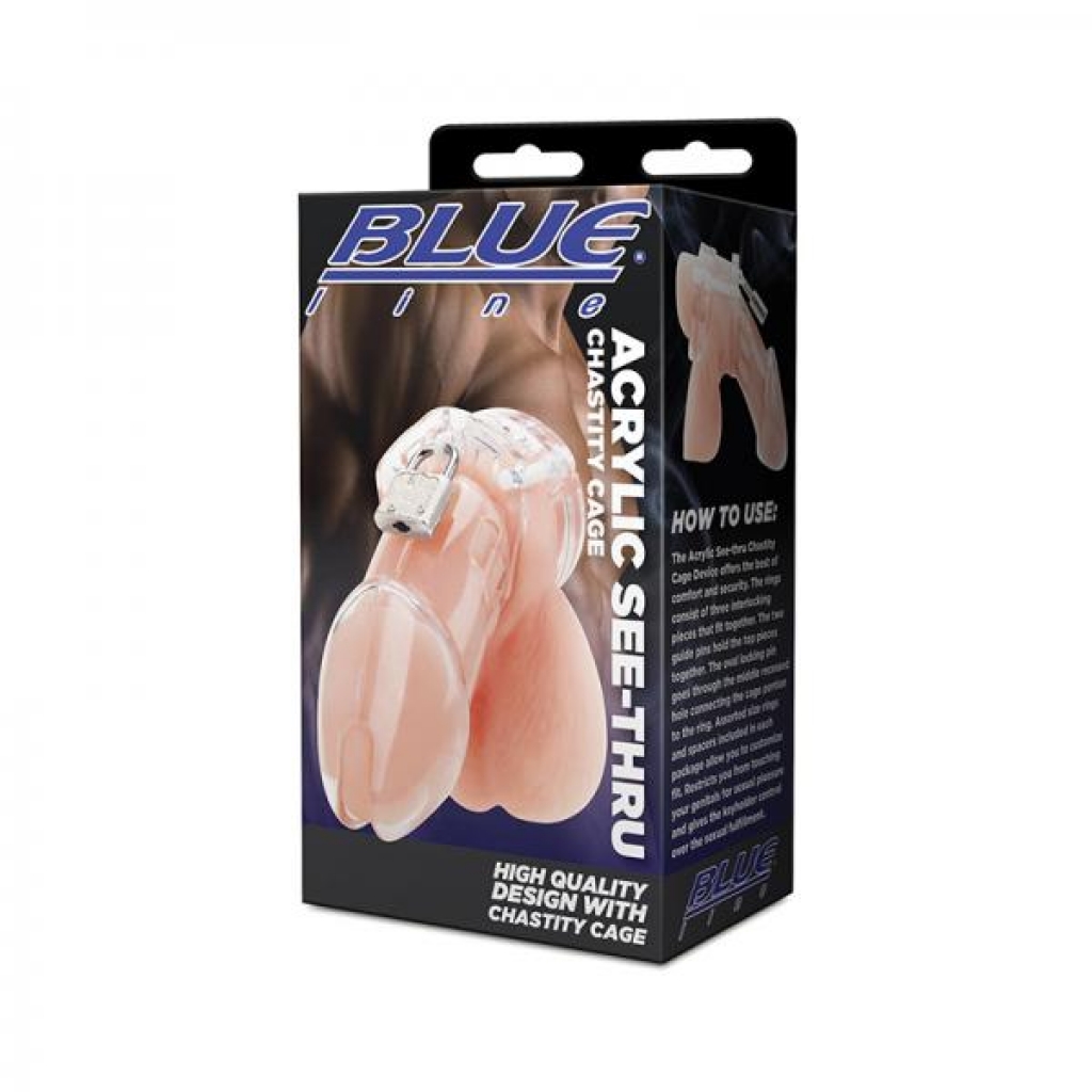 Blue Line Acrylic See-thru Chastity Cage - Electric Eel