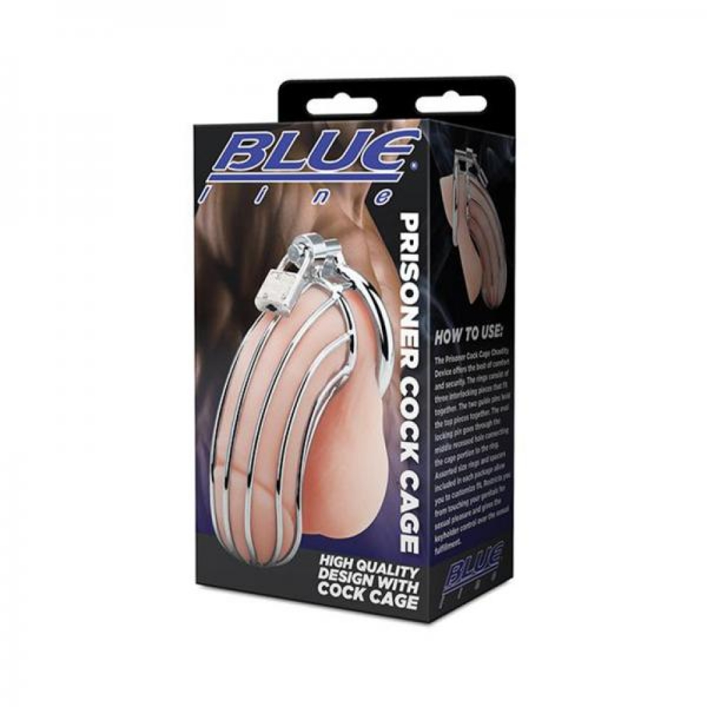 Blue Line Prisoner Cock Cage - Securely Control Your Pleasure