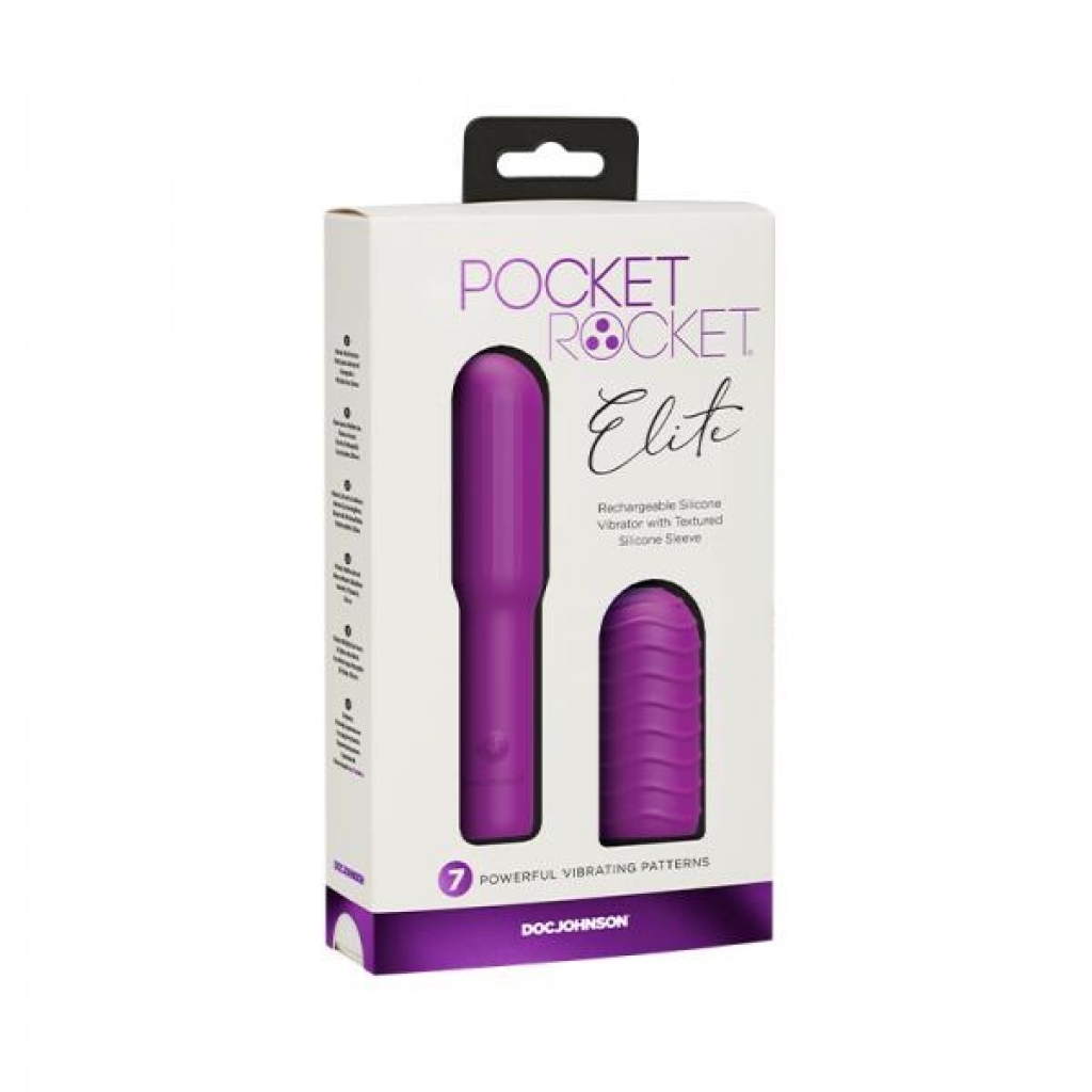 Pocket Rocket Elite Rechargeable Bullet With Removable Sleeve Purple - Doc Johnson