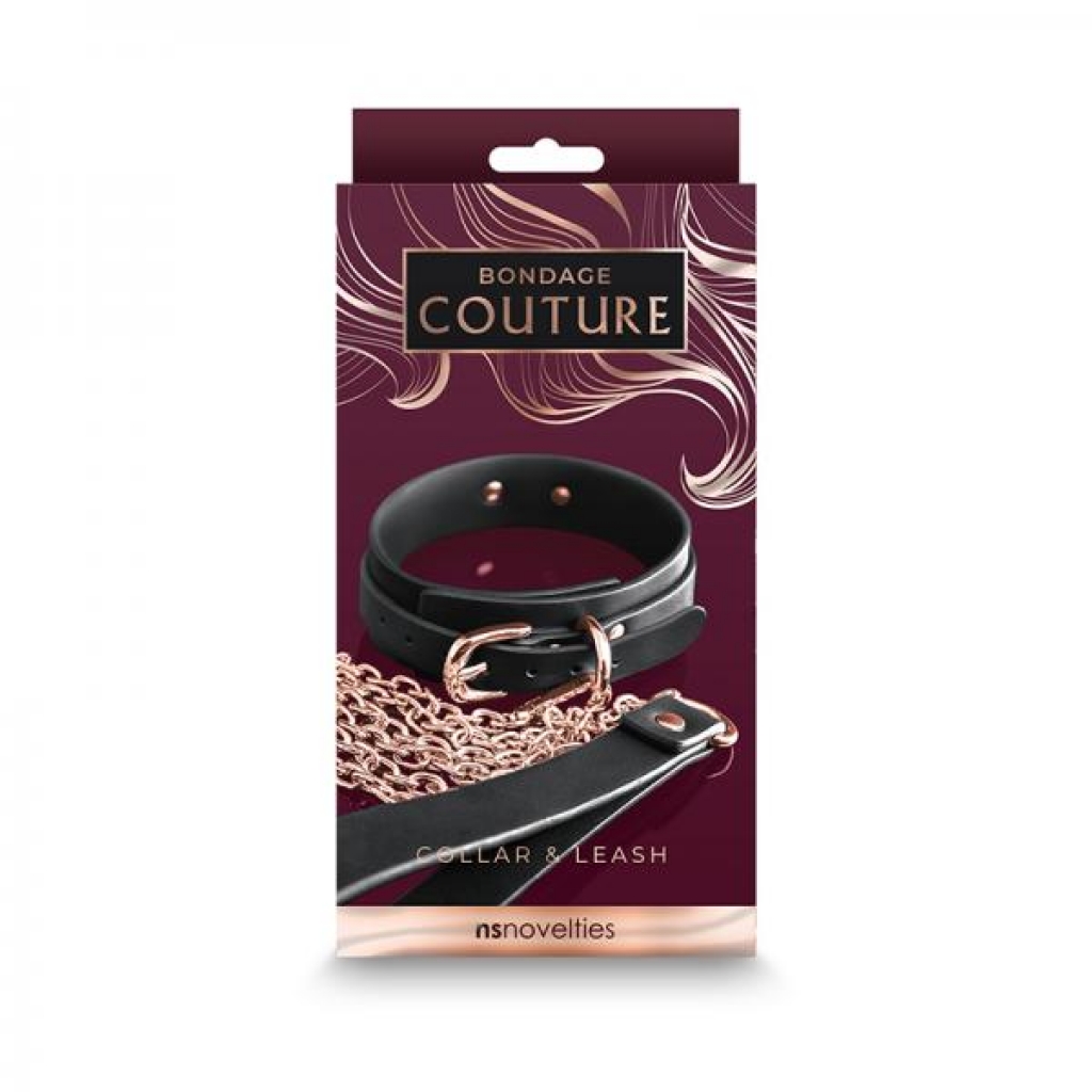 Bondage Couture Collar And Leash Black - Ns Novelties