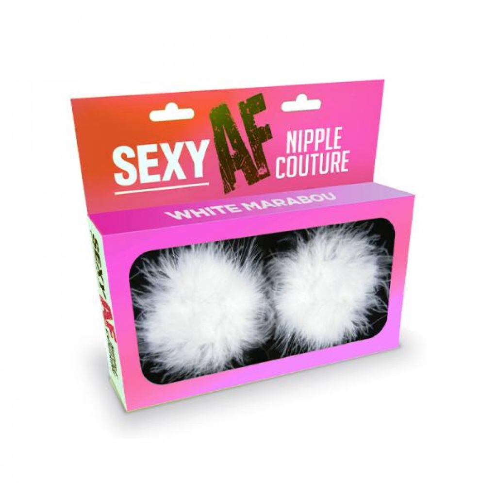 Sexy Af Nipple Couture White Marabou Pasties