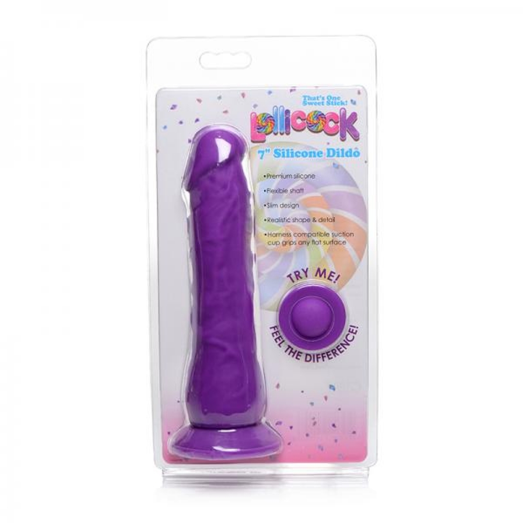 Lollicock 7-Inch Silicone Dildo Without Balls - Grape