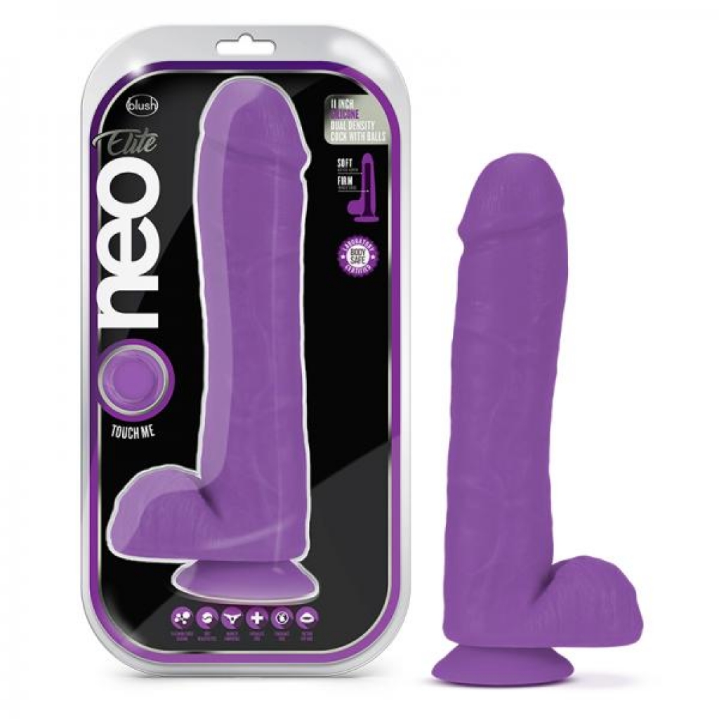 Neo Elite 11-Inch Silicone Dual-Density Cock - Neon Purple