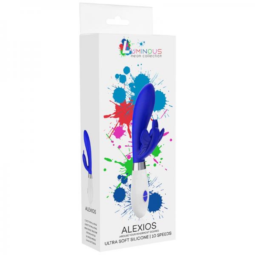 Luna Neon Alexios Ultra-soft Silicone Dual Stimulator Blue - Shots