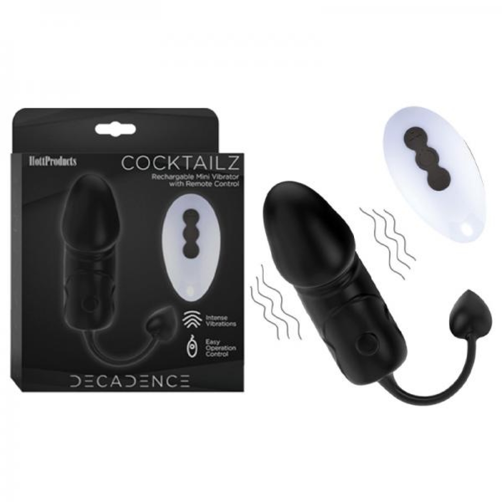 Decadence Cocktailz Vibrating Penis Shape Egg With Warming Element Remote Control Black - Hott Products