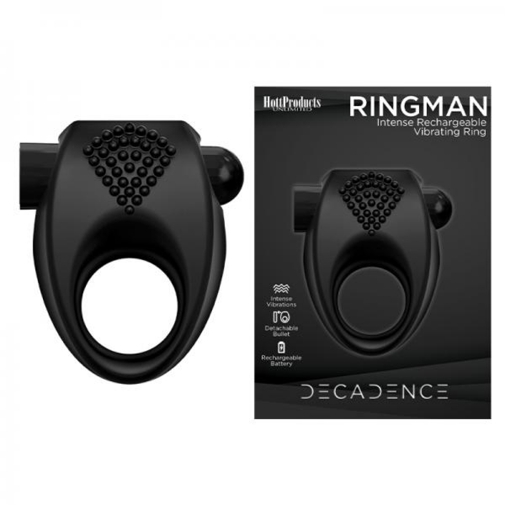 Decadence Ring Man Vibrating Rechargeable Cock Ring Black - Hott Products