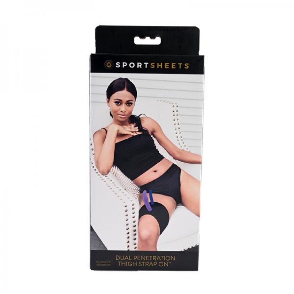 Ss Dual Penetration Thigh Strap-on Harness Black - Sportsheets