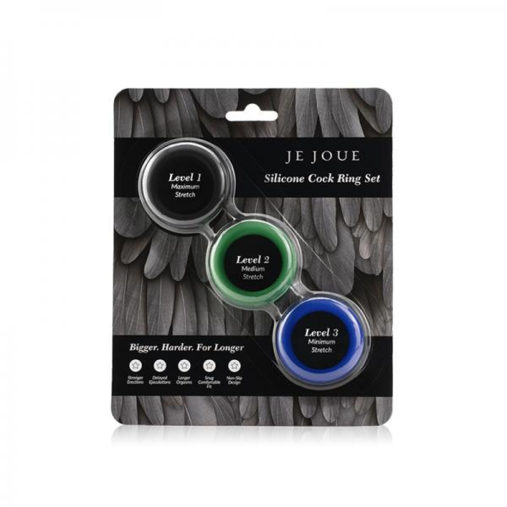 Je Joue 3-Pack Luxury Silicone C-Rings - Black/Green/Blue