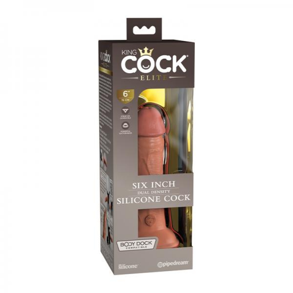 King Cock Elite Silicone Dual-Density Dildo - 6 Inch Tan