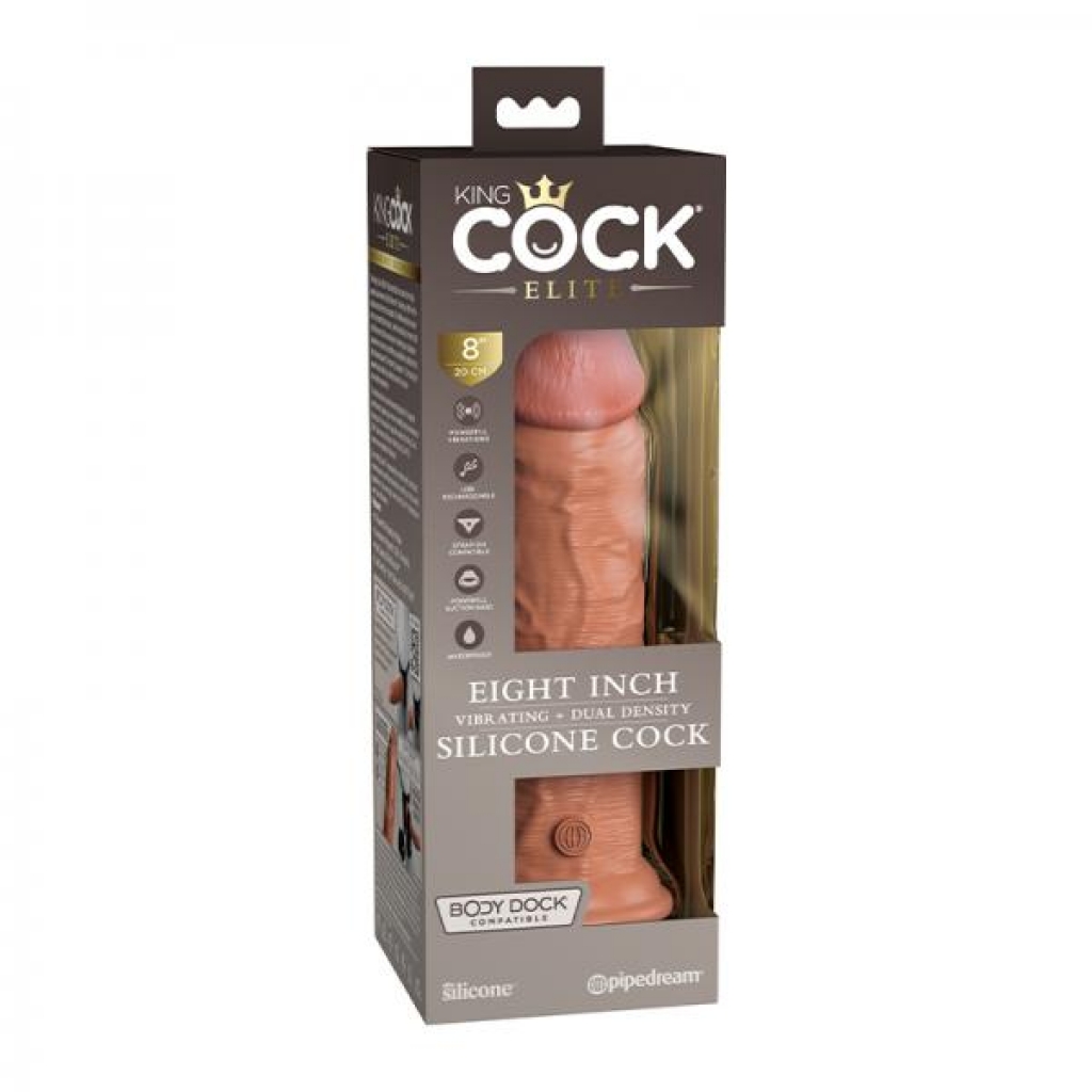 King Cock Elite Vibrating Silicone Dual-density Cock 8 In. Tan - Pipedream