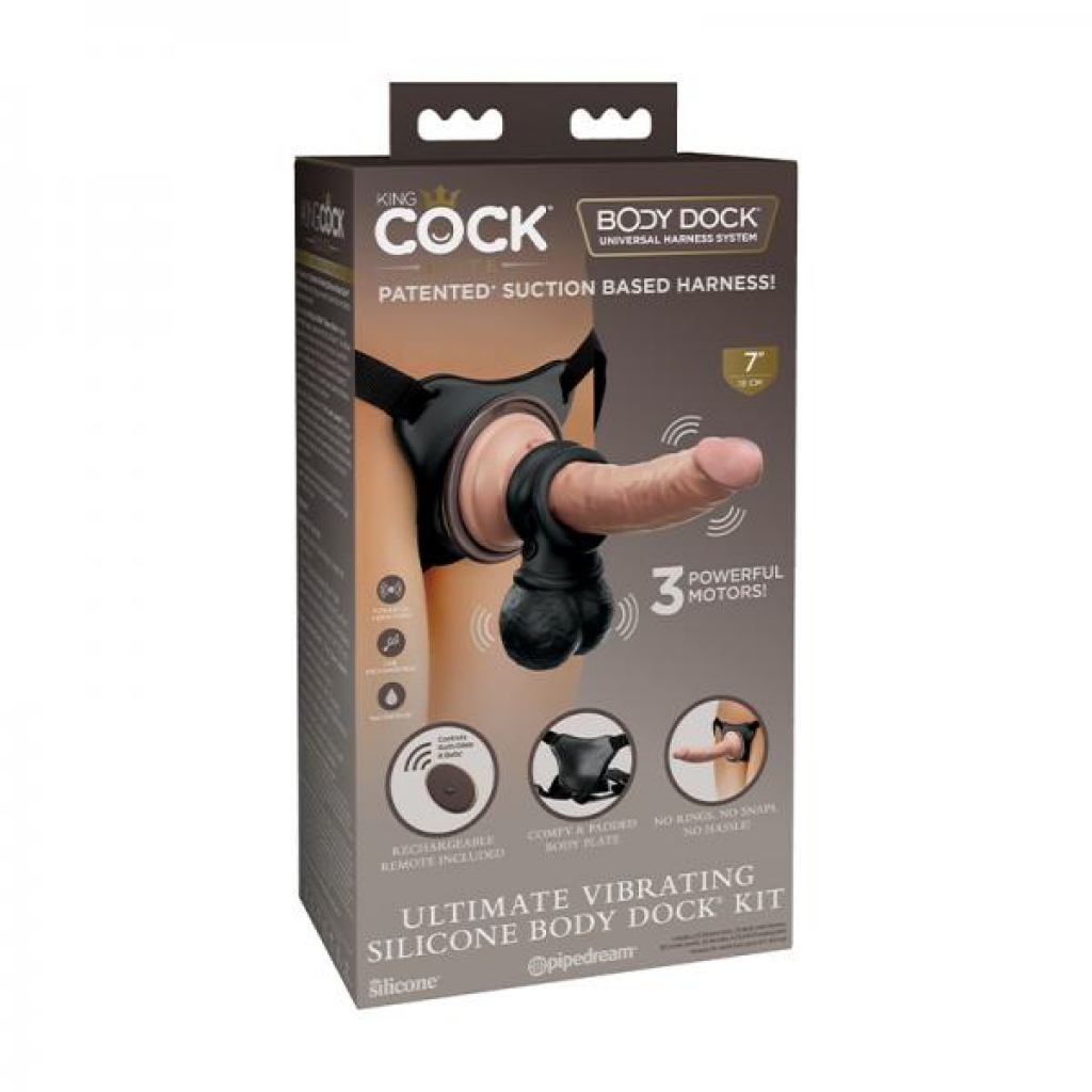 King Cock Elite Ultimate Vibrating Silicone Body Dock Kit