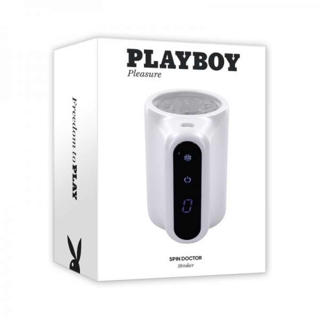 Playboy Spin Doctor Rechargeable Spinning Stroker Tpe Sleeve White - Evolved Novelties