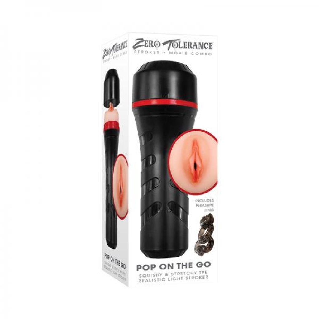 Realistic Stroker with Vibrating Ring - Black/Light