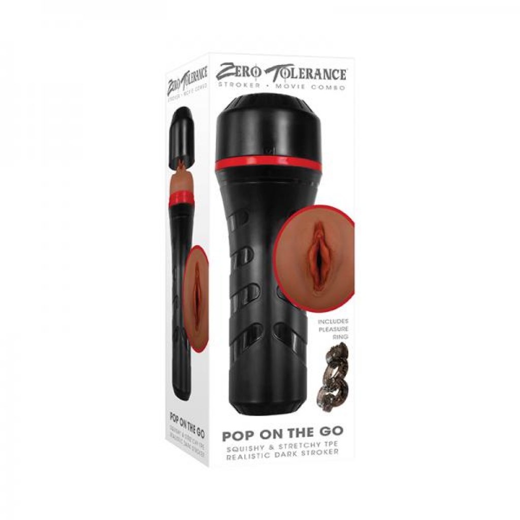 Zt Pop On The Go Dark With Vibrating Pleasure Ring Black/dark - Zero Tolerance