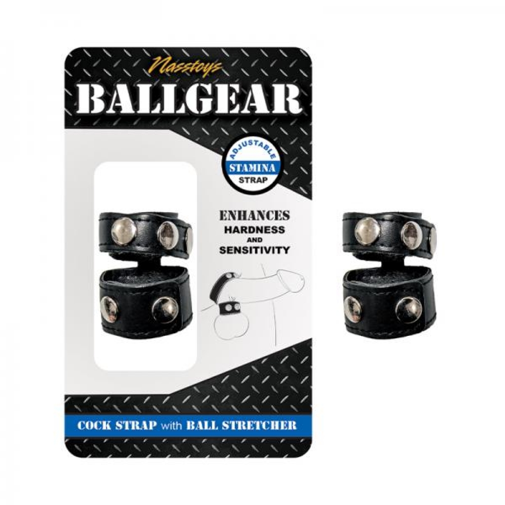 Ballgear Cock Strap With Ball Stretcher - Black Stimulation