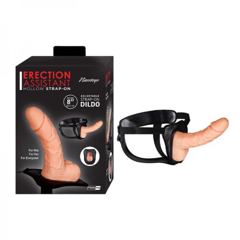 Erection Assistant Hollow Strap-on 8 In. White - Nasstoys