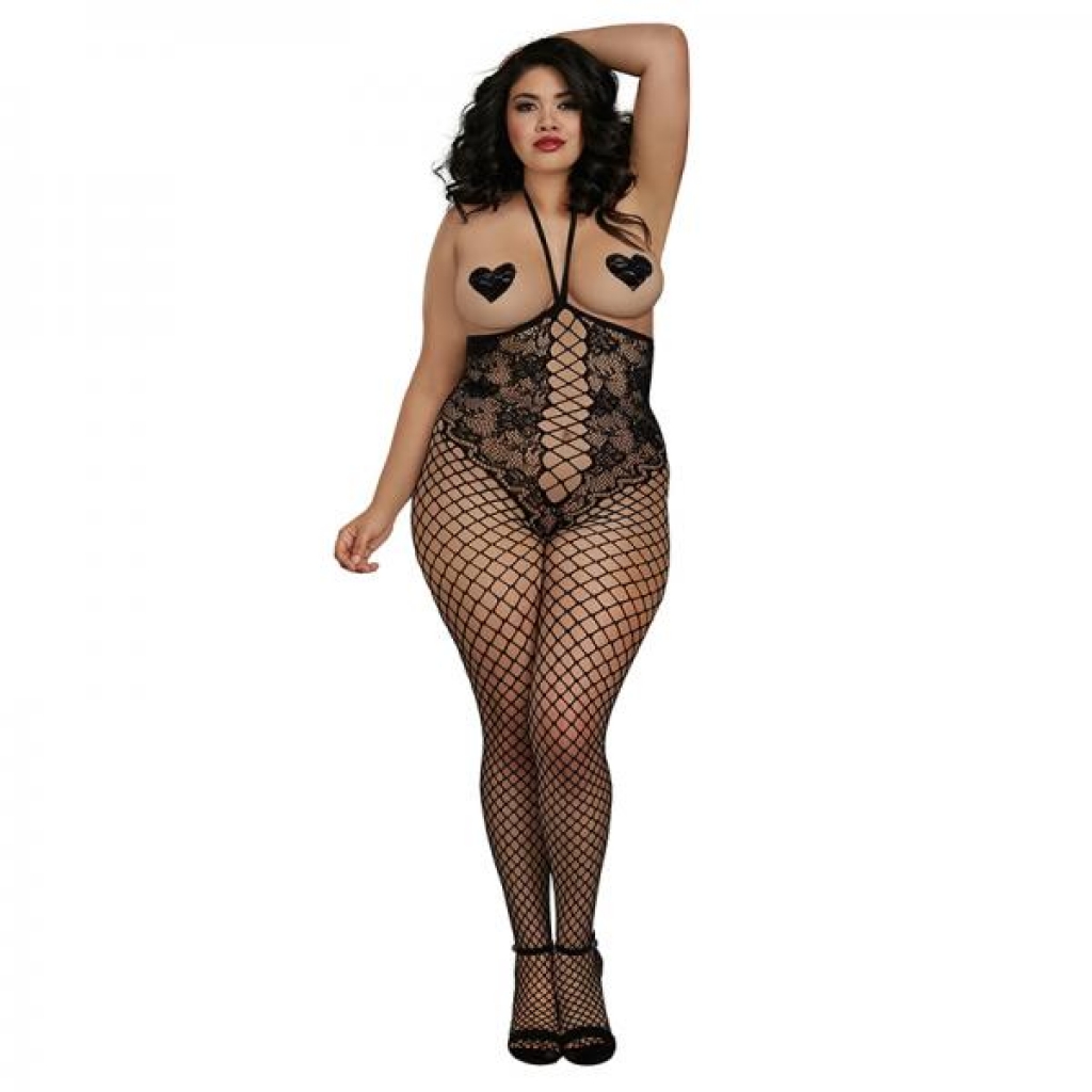 Dreamgirl Open-Cup Bodystocking with Lace Design