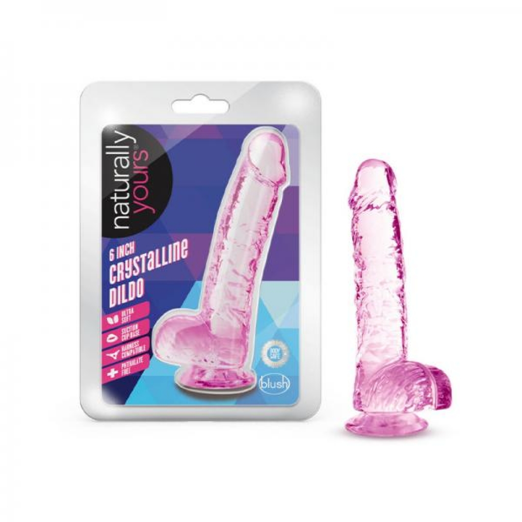 Naturally Yours Crystalline Dildo 6 In. Rose - Blush