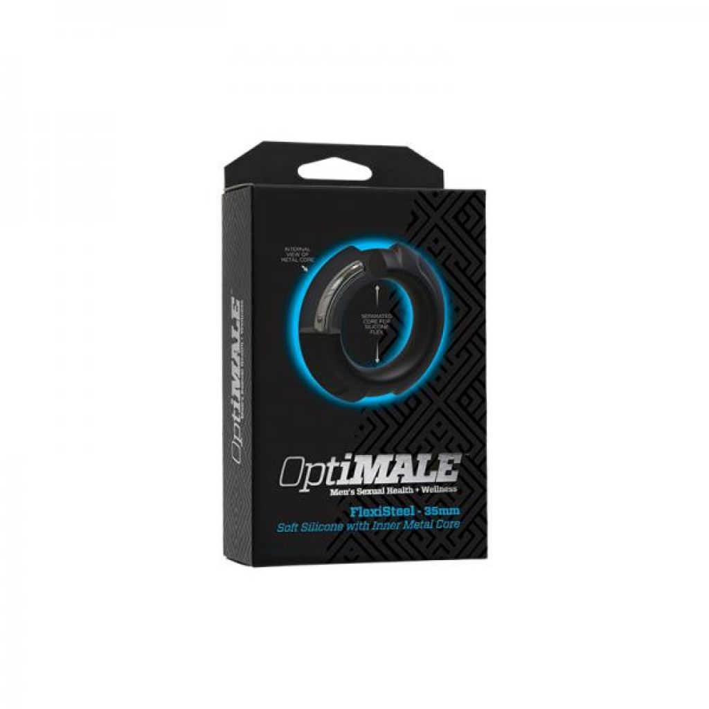 Optimale Flexisteel Silicone, Metal Core Cock Ring 35 Mm Black - Doc Johnson