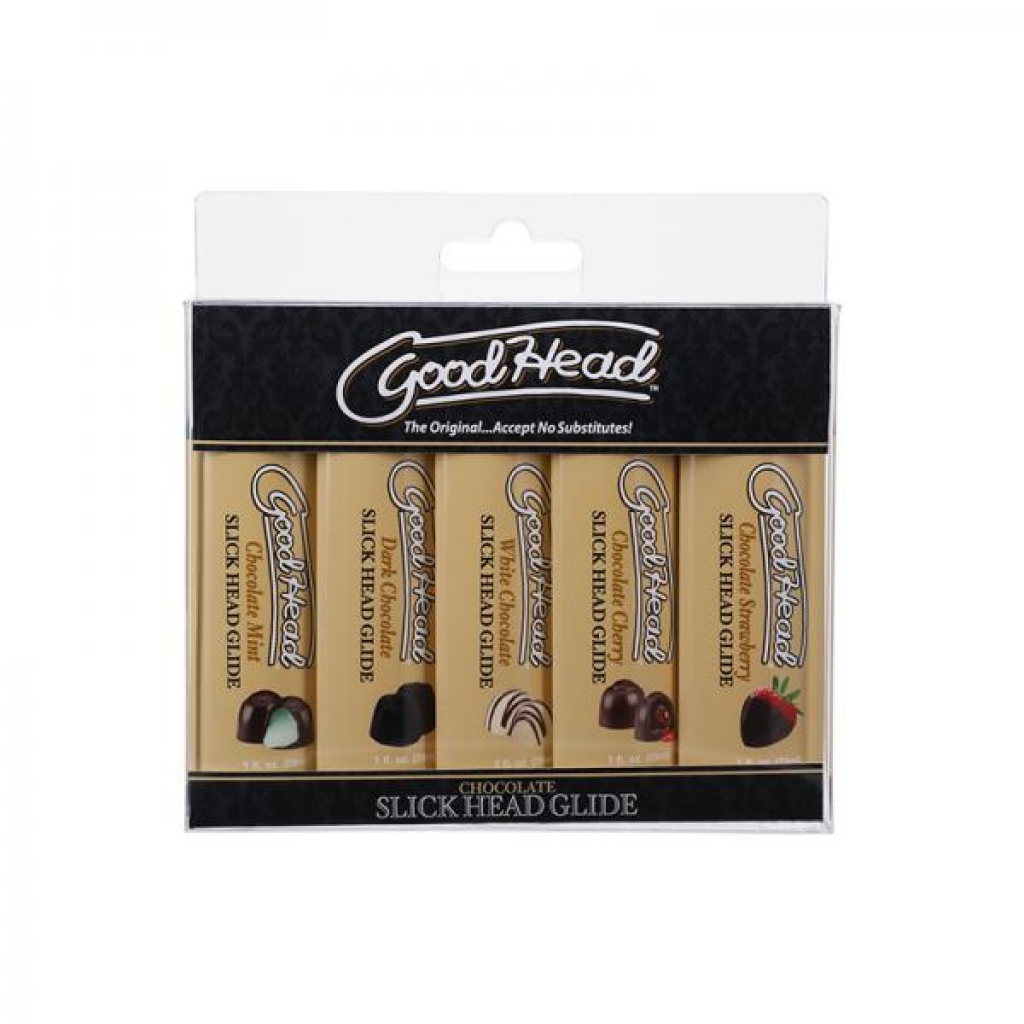 Goodhead Slick Head Glide Chocolate 5 Pack 1 Oz. Chocolate Mint, Dark Chocolate, White Chocolate, Ch - Doc Johnson