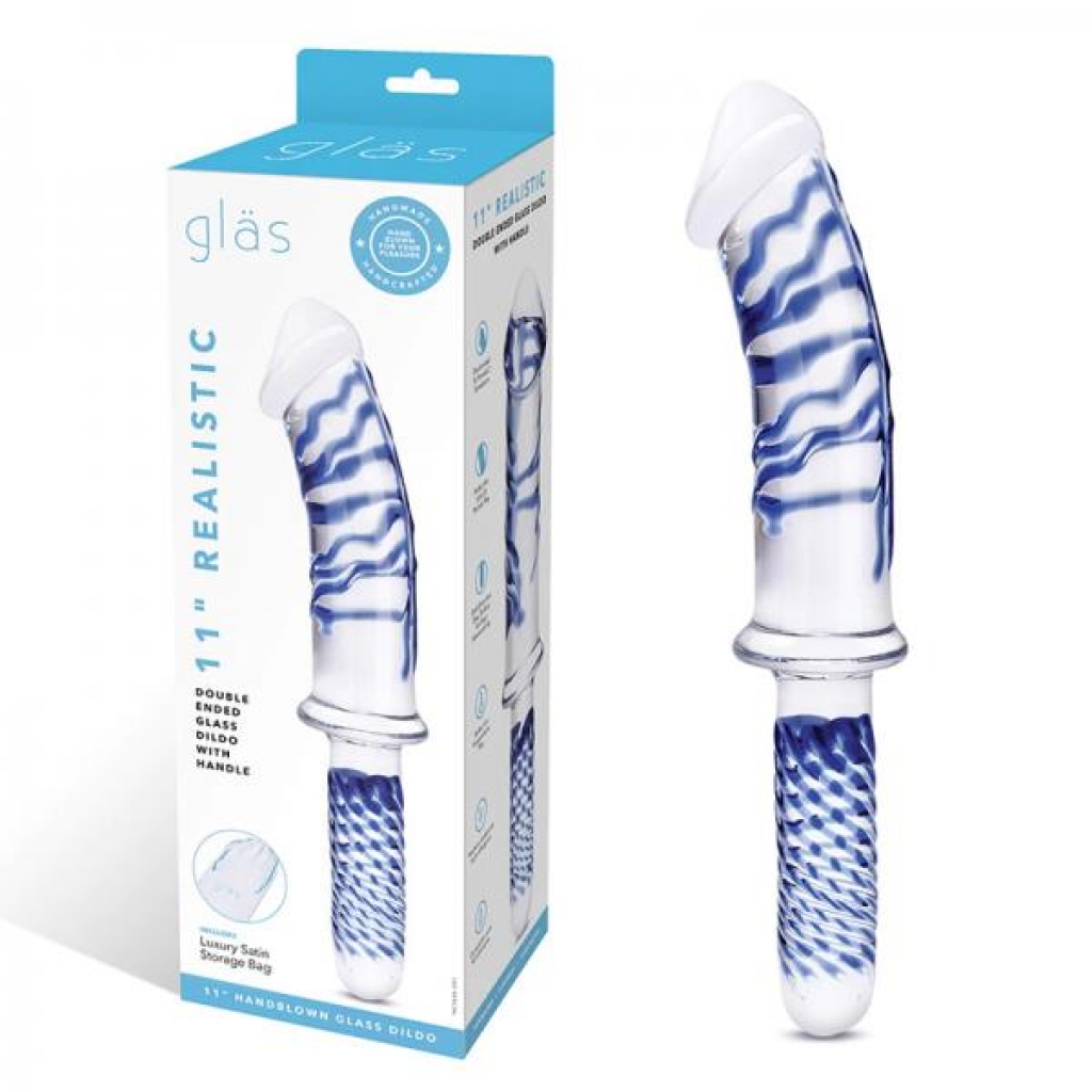 Glas Realistic Double Glass Dildo Handle 11 In. - Electric Eel