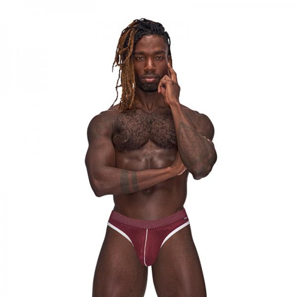 Mp Sport Mesh Sport Thong - Burgundy S/m