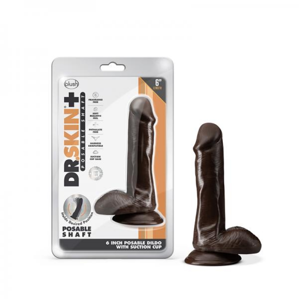 Dr. Skin Plus Posable Dildo With Balls 6 In. Chocolate - Blush