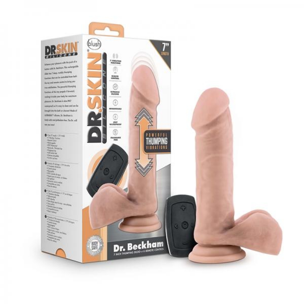 Dr. Skin Thumping Dildo with Remote Control - 8 inches