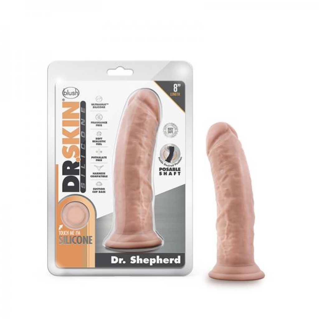 Dr. Skin Dr. Shepherd Dildo With Suction Cup Silicone 8 In. Vanilla - Vee International Inc.