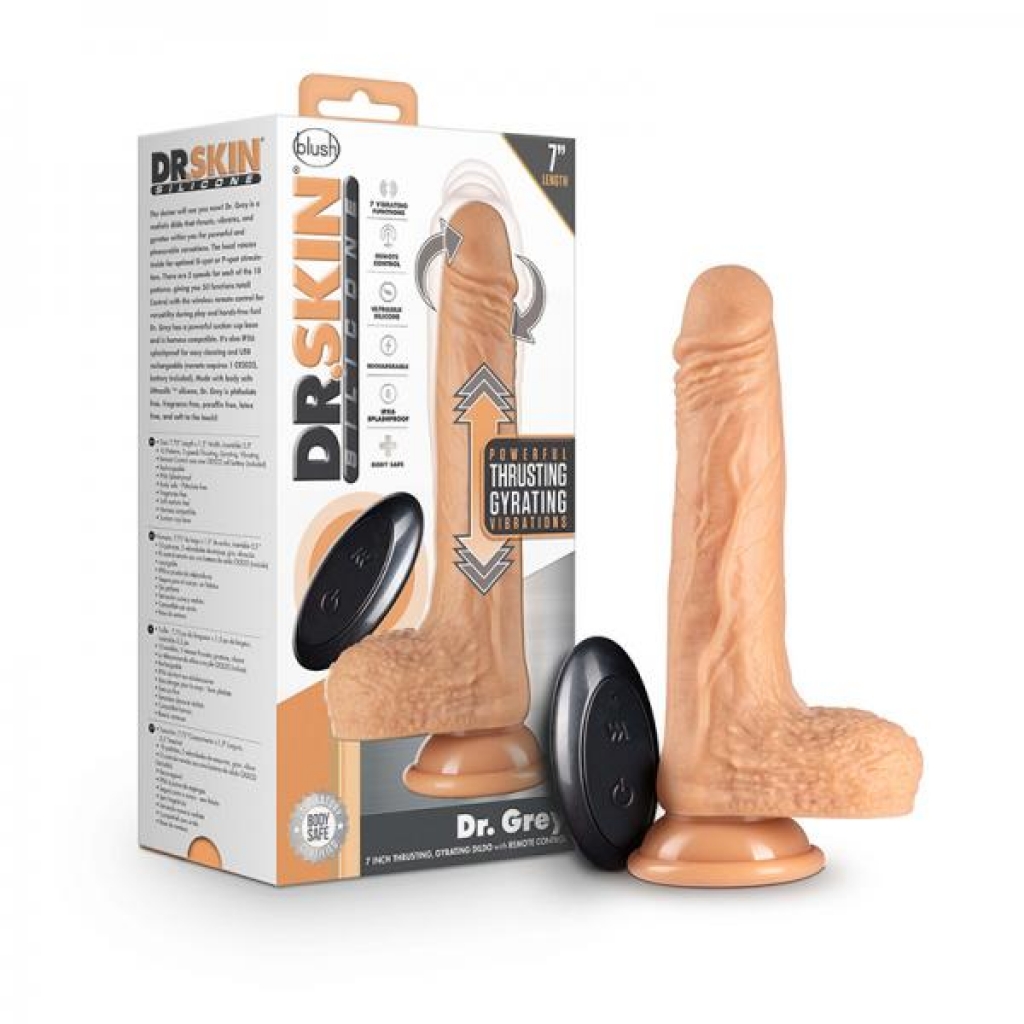 Dr. Skin Dr. Grey Thrusting Dildo Silicone 7 In. Vanilla - Vee International Inc.