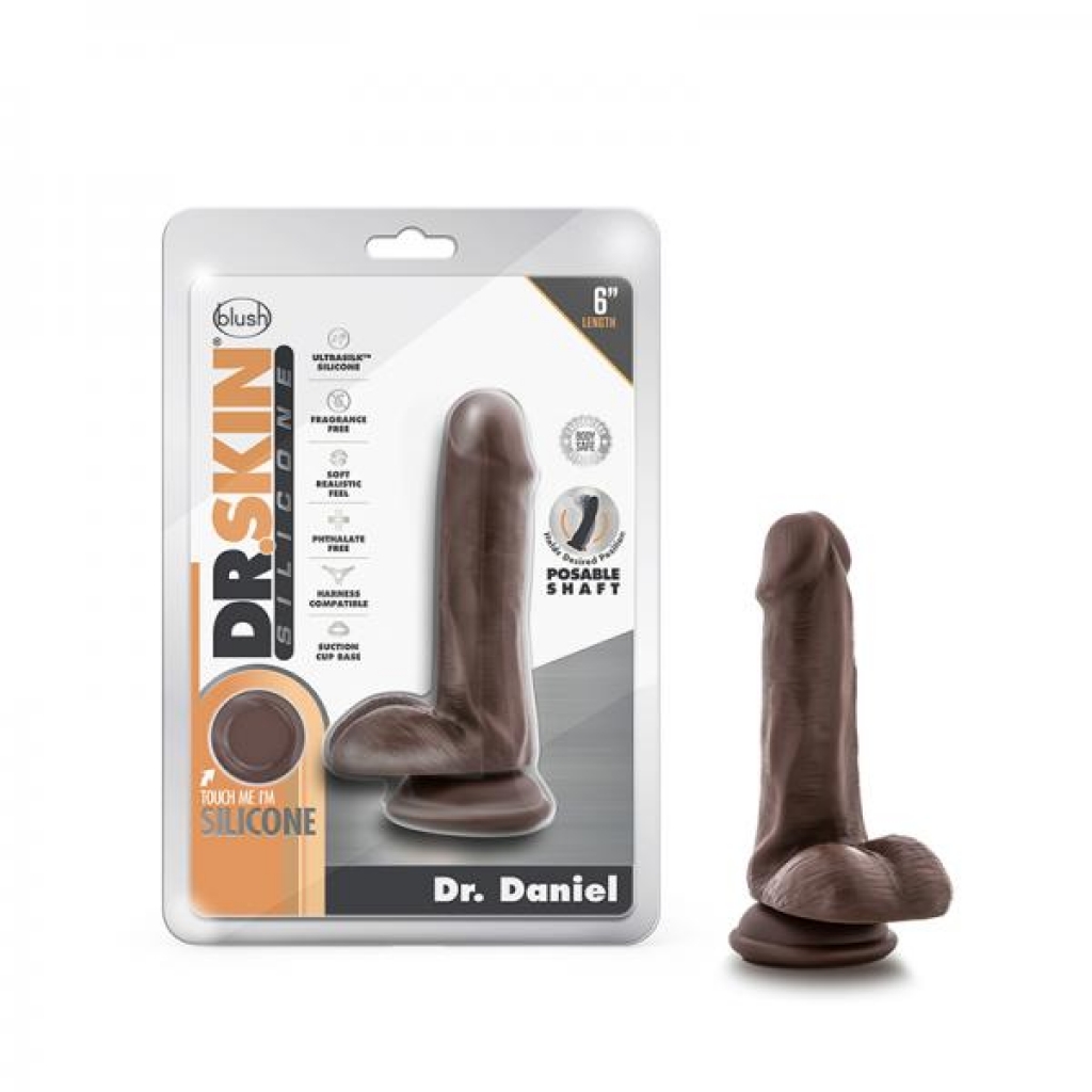 Dr. Skin Dr. Daniel Dildo With Suction Cup Silicone 6 In. Chocolate - Blush