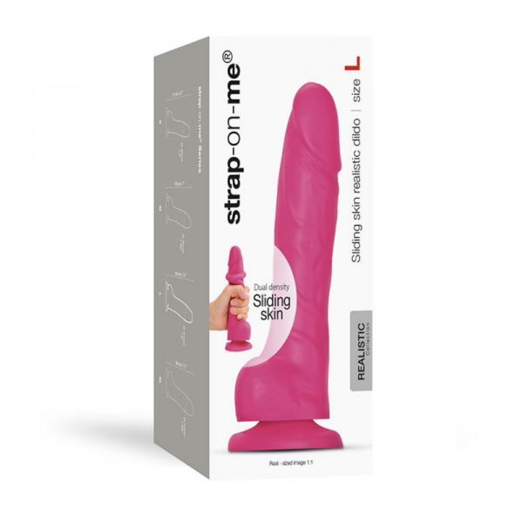 Dual-Density Realistic Dildo with Sliding Skin - Fuchsia