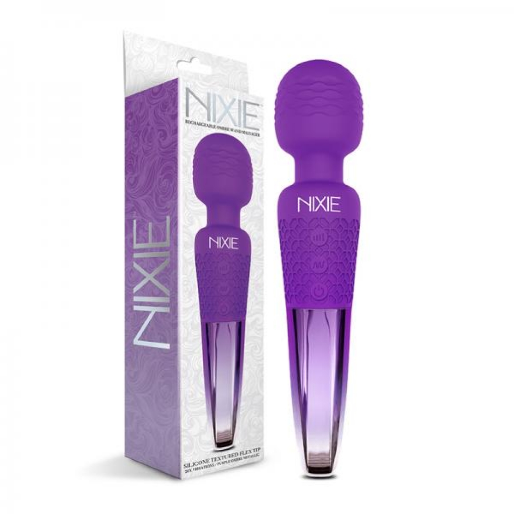 Nixie Rechargeable Wand Massager Purple Ombre Metallic - Global Novelties Llc